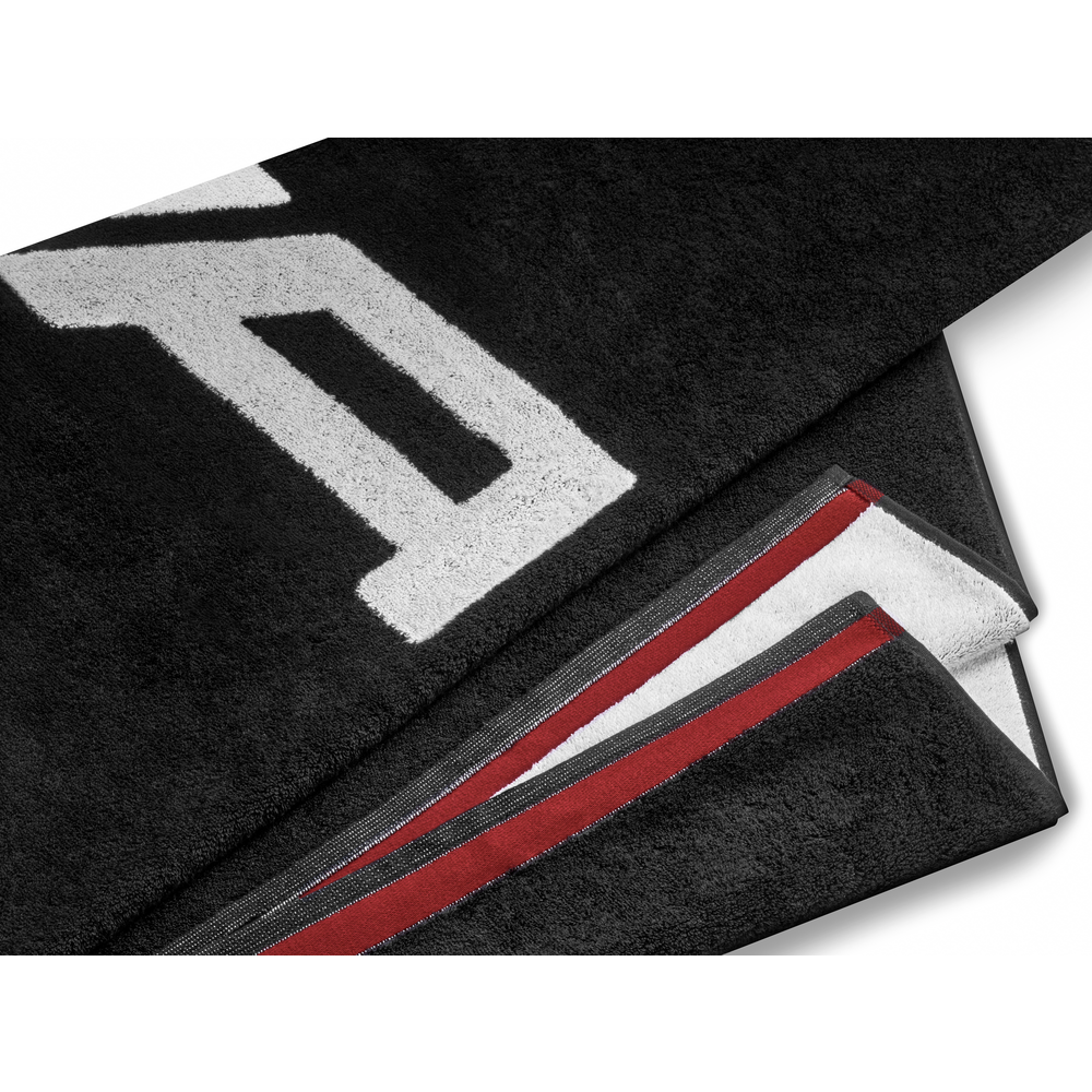 AMG beach towel, black / white / red