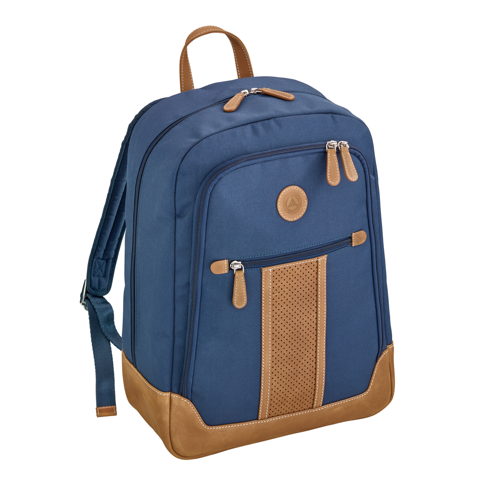 Backpack, blue / cognac