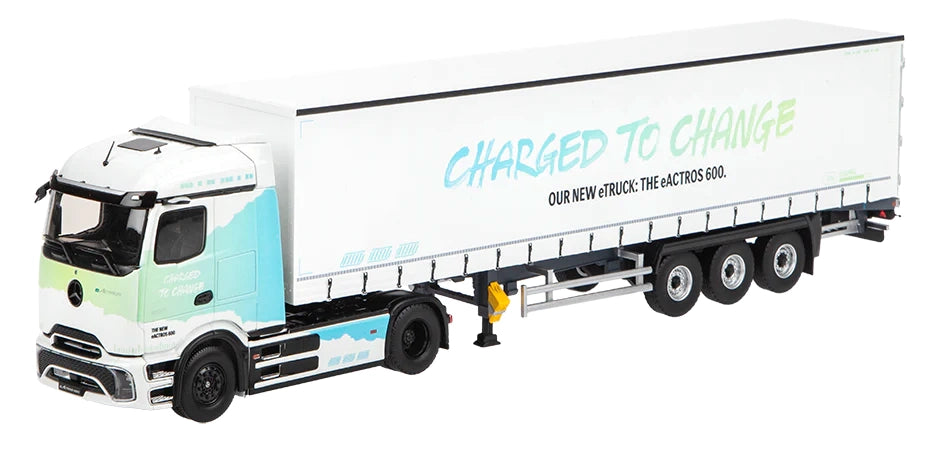 Modèle réduit Mercedes-Benz Truck eActros 600 avec semi-remorque 1:43 - Blanc