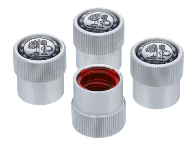 Cappucci decorativi per valvole AMG, con stemma di Affalterbach color argento