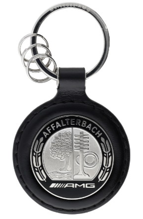 Portachiavi AMG, nero Affalterbach / argento, acciaio inox / pelle