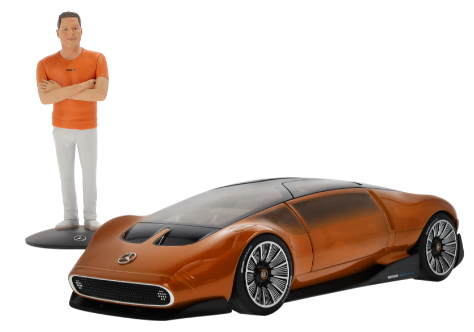 Modellauto Vision One-Eleven Set mit Figurine, Showcar orange, NZG, 1:18