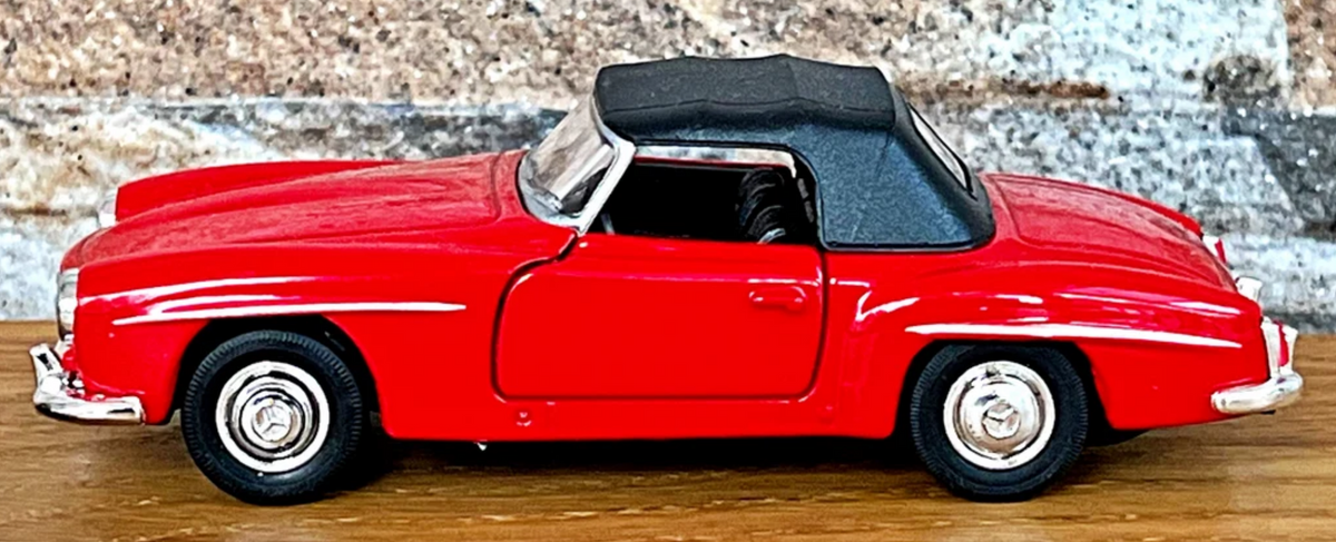 Model car 190 SL red with soft top, pullback, 1:38