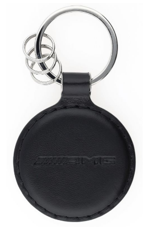 Portachiavi AMG, nero Affalterbach / argento, acciaio inox / pelle