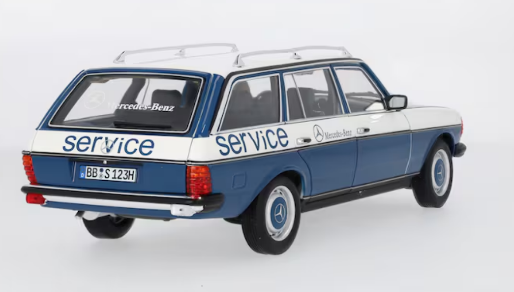 Modellauto 200 T-Modell S123 (1980-1985), Servicewagen blau, 1:18