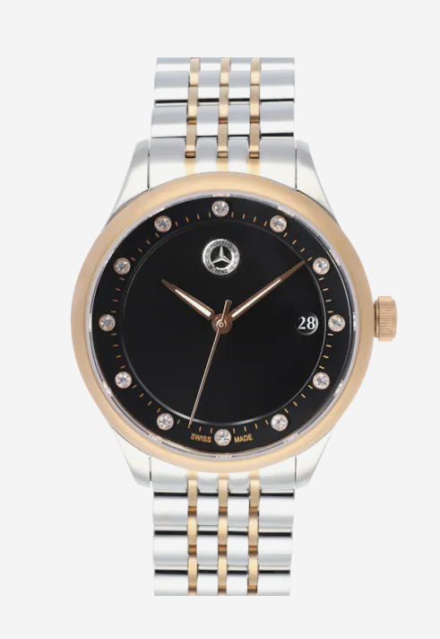 Armbanduhr Damen, Classic, Elegance schwarz / silberfarben / roségoldfarben, Edelstahl