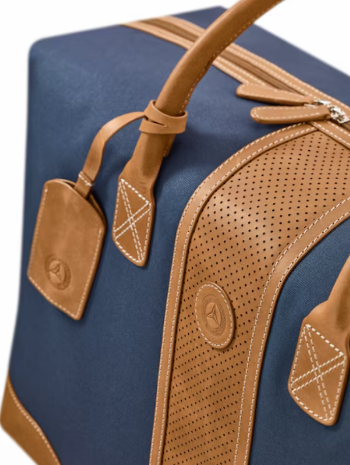 Weekender bleu / cognac, polyester (recyclé)
