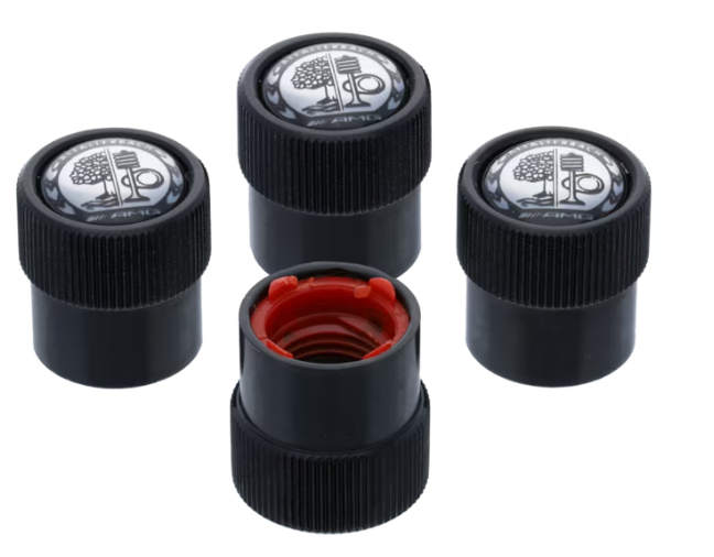 Cappucci decorativi per valvole AMG, con stemma di Affalterbach nero