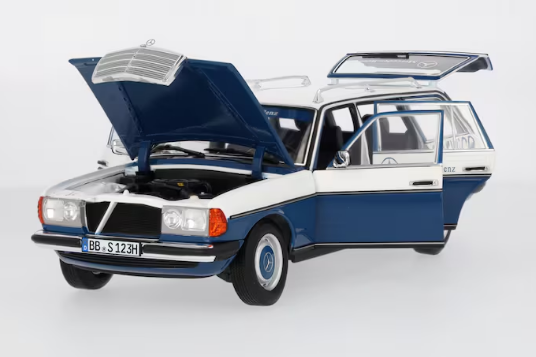 Modellauto 200 T-Modell S123 (1980-1985), Servicewagen blau, 1:18