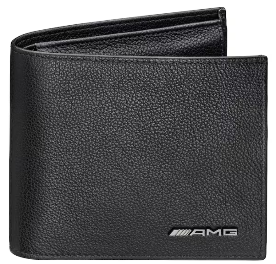 AMG Geldbörse schwarz, Rindleder mit RFID-Schutz