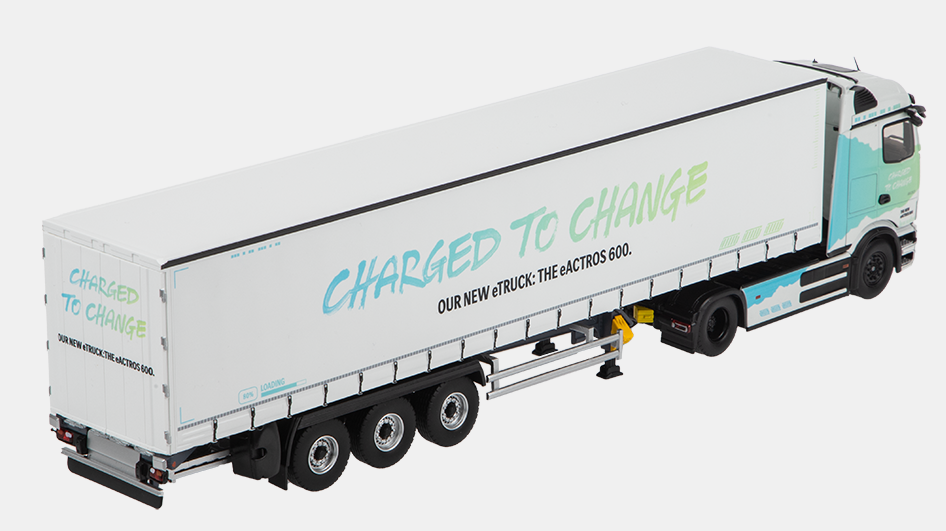 Modellauto Mercedes-Benz Truck eActros 600 mit Auflieger 1:43 - Weiß