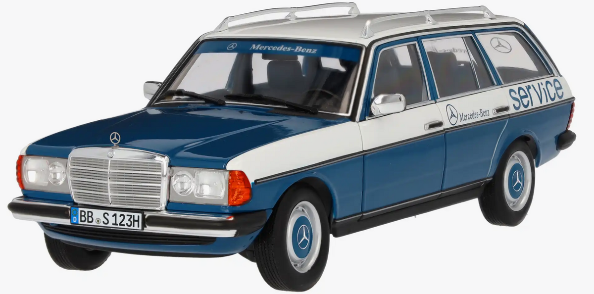 Modellauto 200 T-Modell S123 (1980-1985), Servicewagen blau, 1:18