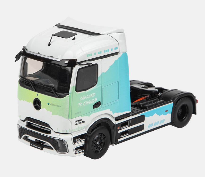 Modellauto Mercedes-Benz Truck eActros 600 mit Auflieger 1:43 - Weiß