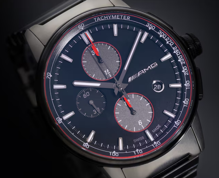 AMG Chronographe Automatique, hommes, Business noir / anthracite / rouge, acier inoxydable / titane