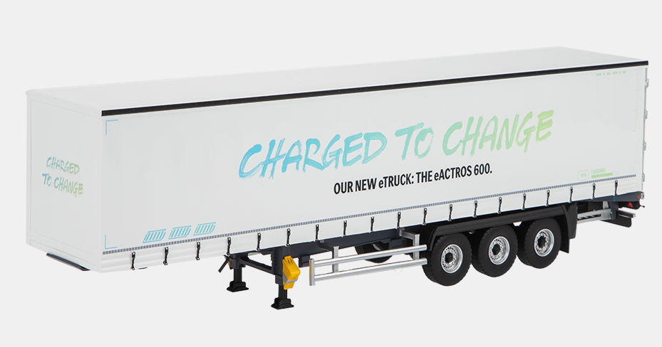 Modellauto Mercedes-Benz Truck eActros 600 mit Auflieger 1:43 - Weiß