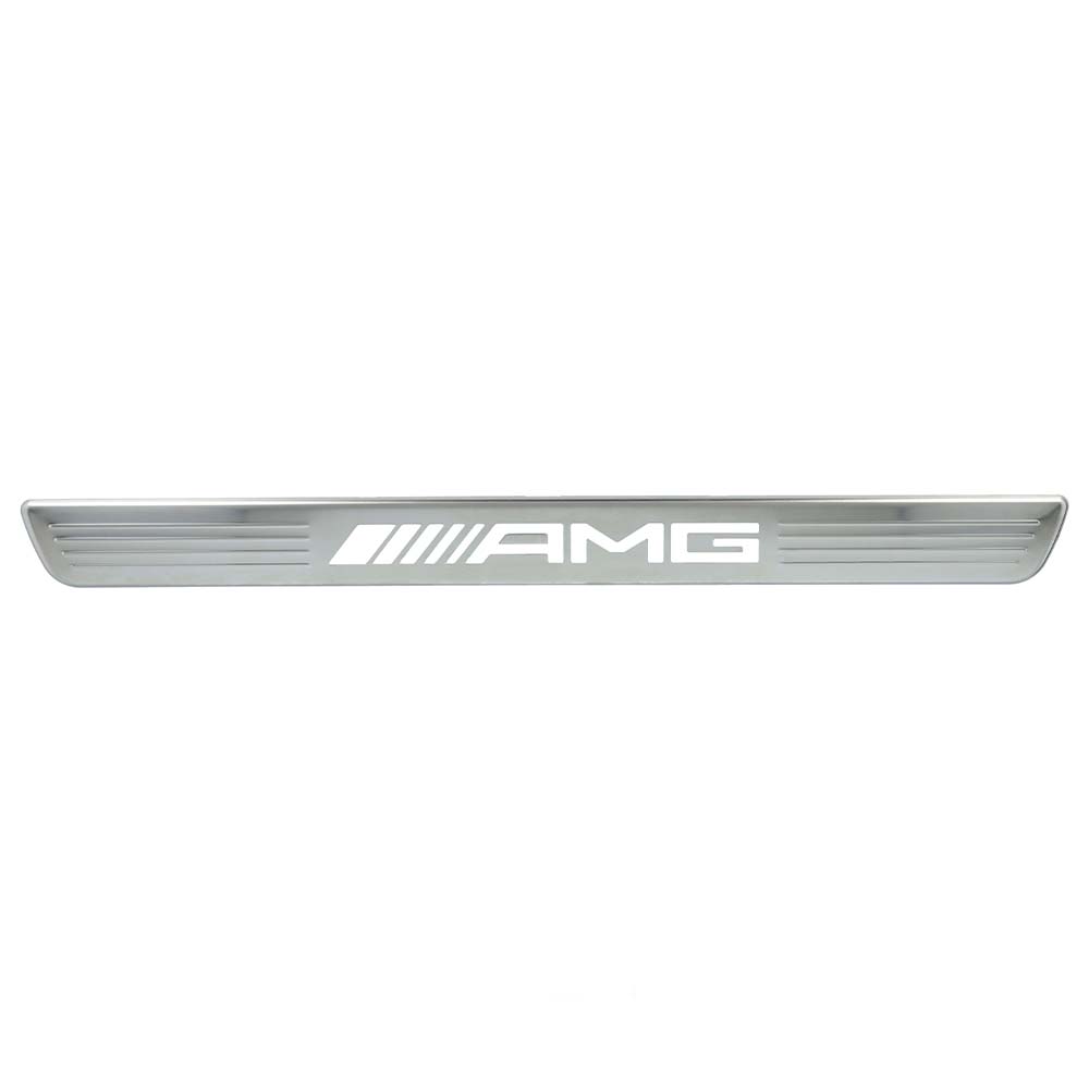 Interchangeable cover for illuminated door sill panel, AMG, front, 2-fold (silver)