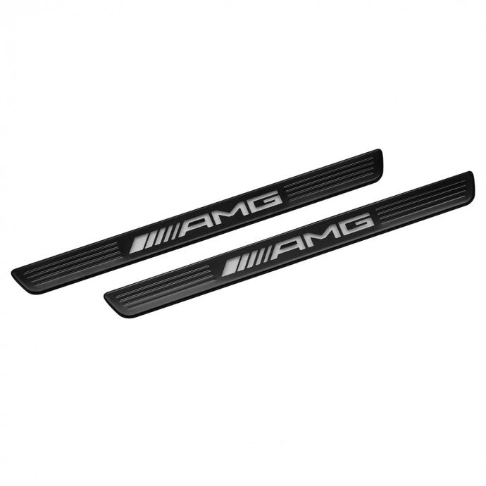 Interchangeable cover for illuminated door sill panel, AMG, front, 2-fold (black)